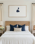Block Island canvas map art in bedroom setting