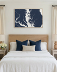 Chesapeake Bay / Maryland canvas map art in bedroom setting