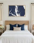 Chesapeake Bay / Maryland matte map art in bedroom setting