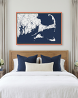 Chincoteague Island canvas map art in bedroom setting