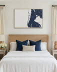 Clearwater Beach canvas map art in bedroom setting
