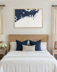 Crystal Coast/Emerald Isle matte map art in bedroom setting