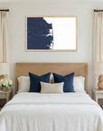 Delaware Beaches matte map art in bedroom setting