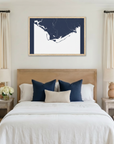 Forgotten Coast matte map art in bedroom setting
