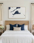 Martha's Vineyard canvas map art in bedroom setting