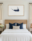 Nantucket matte map art in bedroom setting