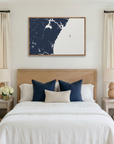 New Hampshire Coast canvas map art in bedroom setting