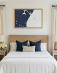 New Hampshire Coast matte map art in bedroom setting