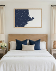 North Shore Massachusetts matte map art in bedroom setting