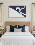 Panama City Beach matte map art in bedroom setting