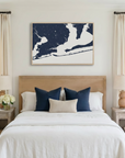 Pensacola canvas map art in bedroom setting