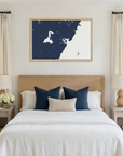 Portsmouth matte map art in bedroom setting