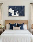 Tampa canvas map art in bedroom setting