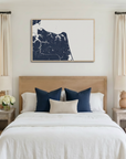 Virginia Beach canvas map art in bedroom setting