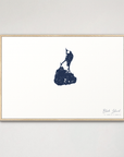 Block Island Coastal Map — Canvas Horizontal, navy, Natural Oak