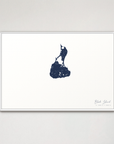 Block Island Coastal Map — Canvas Horizontal, navy, White Frame