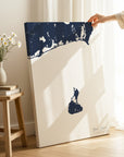 Block Island navy vertical wrapped canvas map in the ratio 2:3 hand mockup
