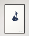 Block Island Coastal Map — Canvas Vertical, navy, Black Frame