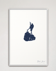 Block Island Coastal Map — Canvas Vertical, navy, White Frame