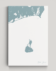 Block Island Coastal Map — Canvas Vertical, soft-blue, No Frame
