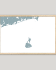 Block Island Coastal Map — Fine Art Print Horizontal, soft-blue, Oak, 10x8
