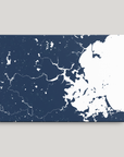 Boston Coastal Map — Canvas Horizontal, navy, No Frame, 24x16
