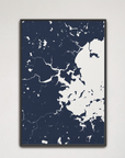 Boston Coastal Map — Canvas Vertical, navy, Black Frame, 16x24