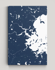 Boston Coastal Map — Canvas Vertical, navy, No Frame, 16x24