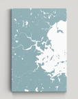 Boston Coastal Map — Canvas Vertical, soft-blue, No Frame, 16x24