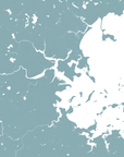 Boston Coastal Map — Fine Art Print Vertical, soft-blue, No Frame, 8x10