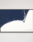 Brunswick Islands Coastal Map — Canvas Horizontal, navy, Black Frame