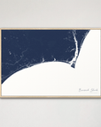 Brunswick Islands Coastal Map — Canvas Horizontal, navy, Natural Oak