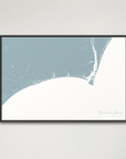 Brunswick Islands Coastal Map — Canvas Horizontal, soft-blue, Black Frame