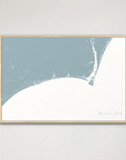 Brunswick Islands Coastal Map — Canvas Horizontal, soft-blue, Natural Oak