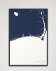 Brunswick Islands Coastal Map — Canvas Vertical, navy, Black Frame