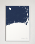 Brunswick Islands Coastal Map — Canvas Vertical, navy, White Frame