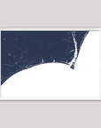 Brunswick Islands Coastal Map — Fine Art Print Horizontal, navy, White Frame, 10x8