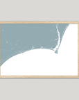 Brunswick Islands Coastal Map — Fine Art Print Horizontal, soft-blue, Oak, 10x8