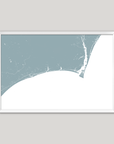 Brunswick Islands Coastal Map — Fine Art Print Horizontal, soft-blue, White Frame, 10x8