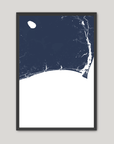 Brunswick Islands Coastal Map — Fine Art Print Vertical, navy, Black Frame, 12x16