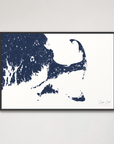 Cape Cod Coastal Map — Canvas Horizontal, navy, Black Frame