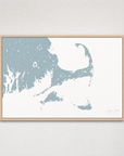 Cape Cod Coastal Map — Canvas Horizontal — soft-blue, Light Wood