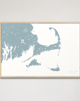 Cape Cod Coastal Map — Canvas Horizontal, soft-blue, Natural Oak