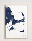 Cape Cod Coastal Map — Canvas Vertical — navy, Light Wood