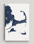 Cape Cod Coastal Map — Canvas Vertical, navy, No Frame