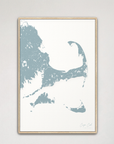 Cape Cod Coastal Map — Canvas Vertical, soft-blue, Natural Oak