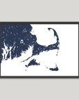 Cape Cod Coastal Map — Fine Art Print Horizontal, navy, Black Frame, 10x8