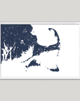 Cape Cod Coastal Map — Fine Art Print Horizontal, navy, White Frame, 10x8