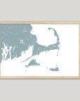 Cape Cod Coastal Map — Fine Art Print Horizontal, soft-blue, Oak, 10x8