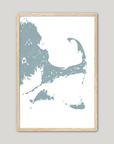 Cape Cod Coastal Map — Fine Art Print Vertical, soft-blue, Oak, 8x10